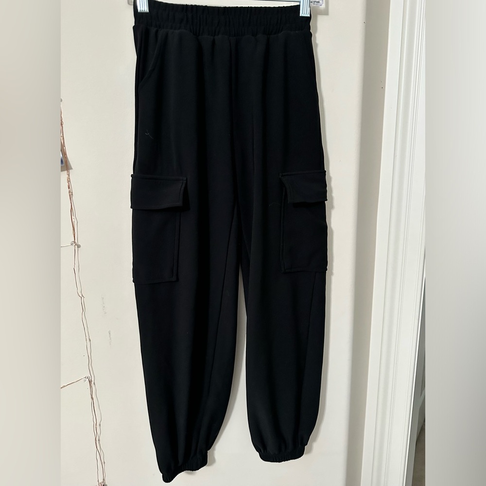 New Mix Black Cargo Sweat Pants with Side Pockets | Size M